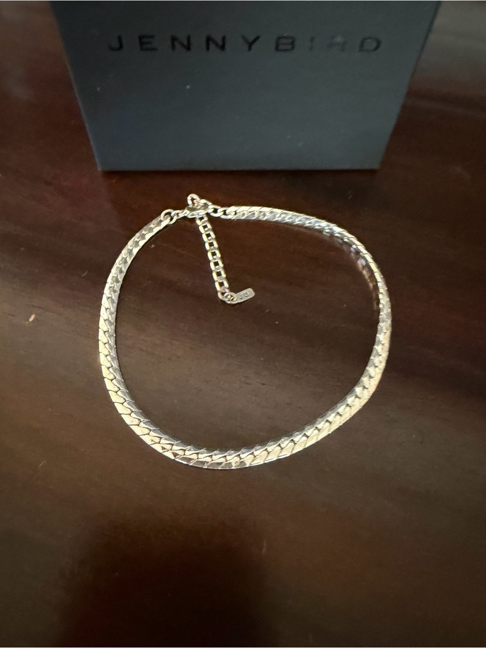 Jenny Bird Priya Silver Herringbone Anklet with Adjustable Chain